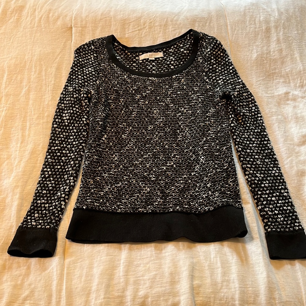 The Loft black and white knitted sweater.